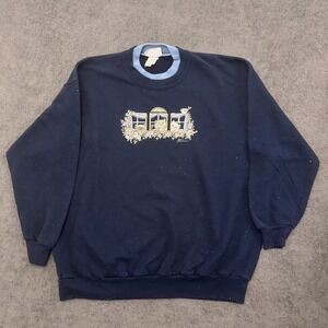 vintage 90s grandma sweatshirt cats graphic blue pullover crewneck size 2X (READ